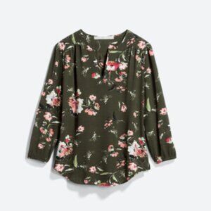 Green floral blouse